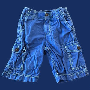Mini Boden Boys 5 Years Blue Cargo Shorts adjustable waistband Bermuda Pockets